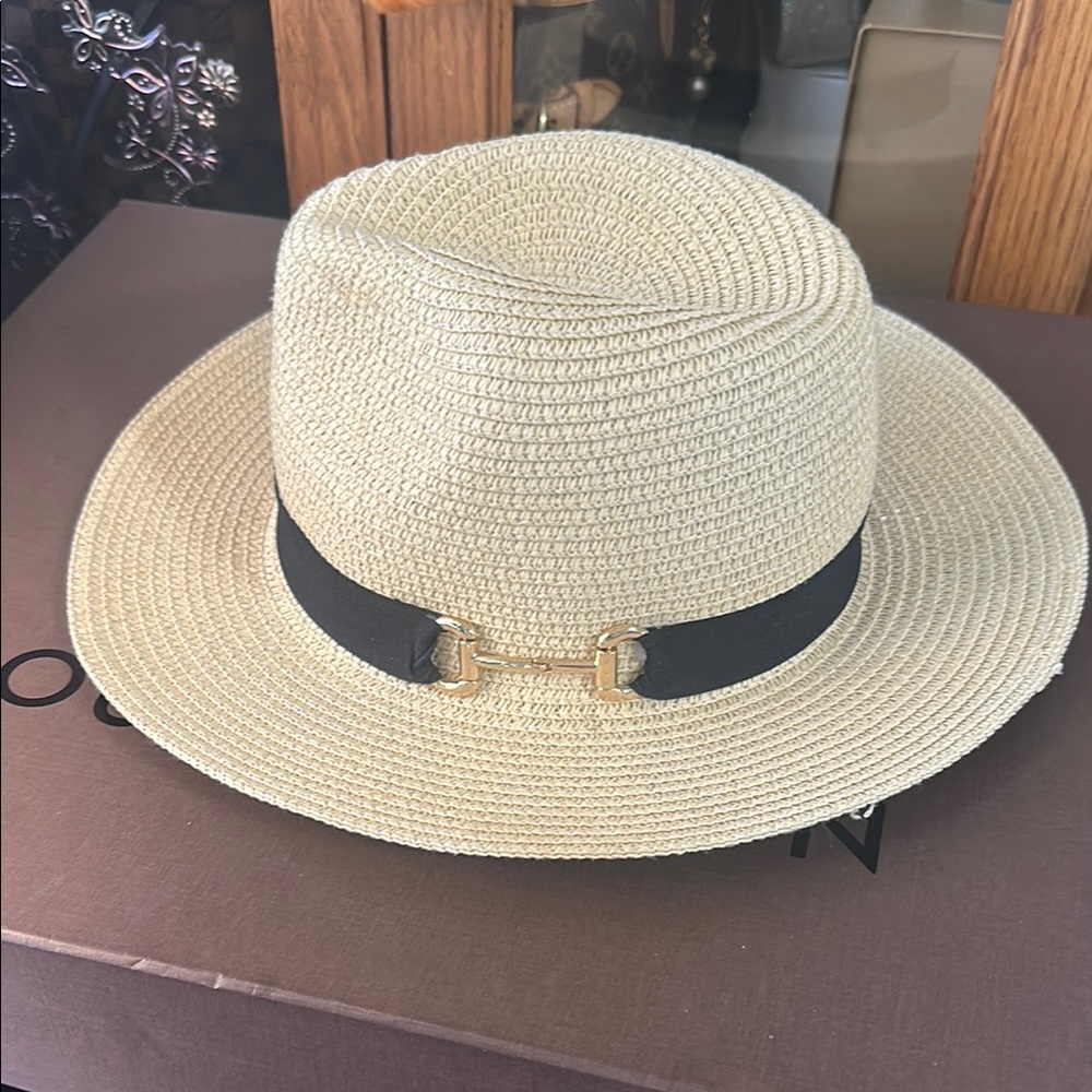 Aldo Cream and Black Panama Hat